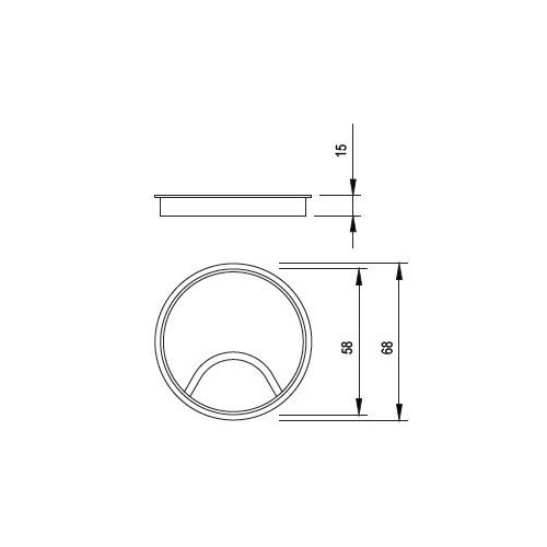 Passe-câble métal 60 mm acier brossé - Sans marque
