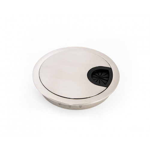 Passe-câble métal 80 mm acier brossé - Sans marque