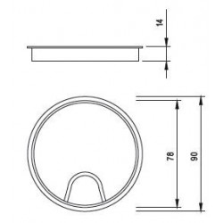 Passe-câble métal 80 mm alu - Sans marque