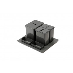 Trieur à déchets 1x16 + 2x8 l inséré dans tiroir 600 mm, anthracite de marque Sans marque, référence: B9401900