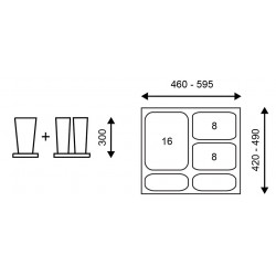 Trieur à déchets 1x16 + 2x8 l inséré dans tiroir 600 mm, anthracite - Sans marque