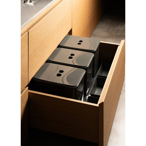 Trieur à déchets 1x16 + 2x8 l inséré dans tiroir 600 mm, anthracite - Sans marque