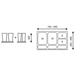 Trieur à déchets 2x16 + 2x8 l inséré dans tiroir 800 - 900 mm, anthracite - Sans marque