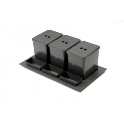 Trieur à déchets 3x16 l intégré tiroir 800-900 mm, anthracite de marque Sans marque, référence: B9402200