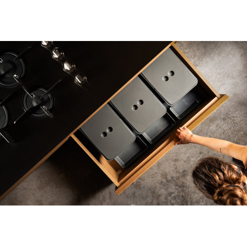 Trieur à déchets 3x16 l intégré tiroir 800-900 mm, anthracite - Sans marque