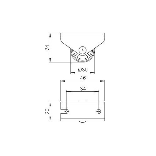 Roulette de meuble 30mm fixe avec bande souple gris - Sans marque