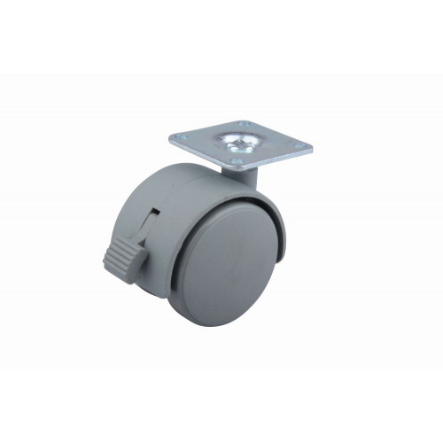 Roulette de meuble 50mm plaquette frein gris - Sans marque