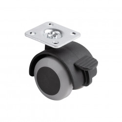 Roulette de meuble a bande souple O40mm avec platine et frein gris de marque Sans marque, référence: B9404600