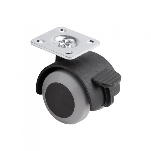 Roulette de meuble a bande souple O40mm avec platine et frein gris - Sans marque