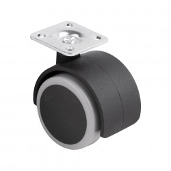 Roulette de meuble avec bandage souple diametre 50mm avec plaque gris de marque Sans marque, référence: B9404700