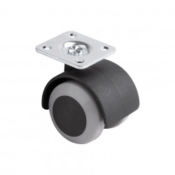 Roulette de meuble avec bandage souple O40mm avec platine gris de marque Sans marque, référence: B9404800