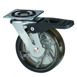 Roulette de meuble TOP diametre 75mm transparent foncé avec frein de marque Sans marque, référence: B9405700