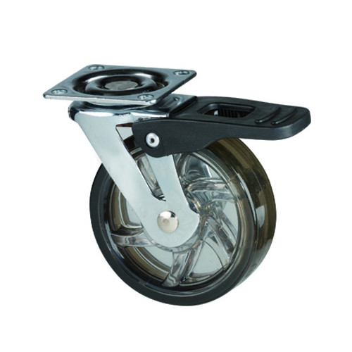 Roulette de meuble TOP diametre 75mm transparent foncé avec frein - Sans marque