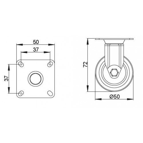 Roulette de meuble TPE 50mm fixe - Sans marque