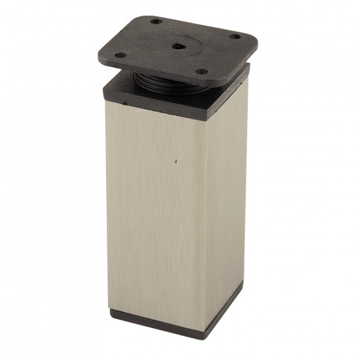 Pied de meuble FA009 100 mm réglable imitation inox/noir plastique - Sans marque