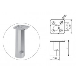 Pied de meuble FP005 150 mm réglable chrome brillant - Sans marque