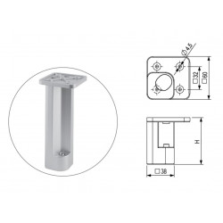 Pied de meuble FP005 150 mm réglable gris - Sans marque