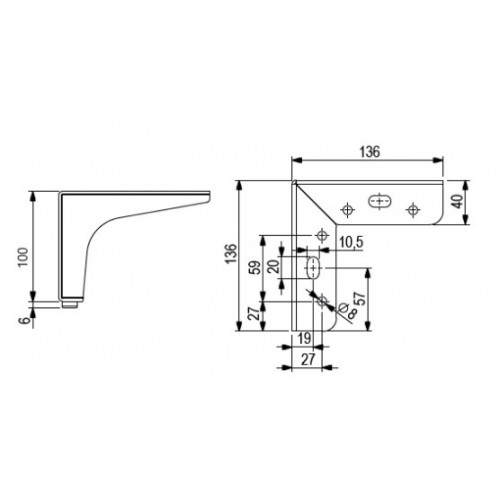 Pied de meuble FS003 100mm imitation inox - Sans marque