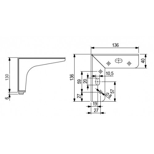 Pied de meuble FS003 130mm imitation inox - Sans marque