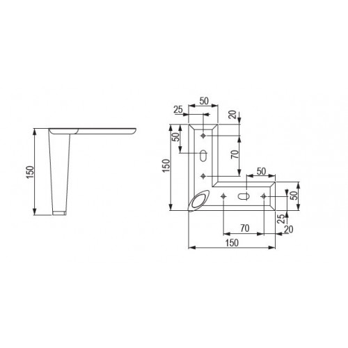 Pied de meuble FS006 150mm blanc mat - Sans marque