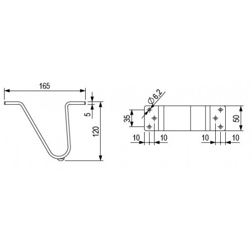 Pied de meuble FS008 120mm noir mat - Sans marque