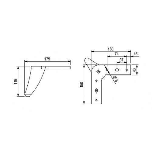 Pied de meuble FS009 115mm noir mat - Sans marque