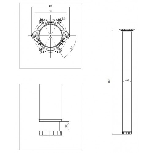 Pied de table TS001 820/60mm blanc brillant - réglable - Sans marque