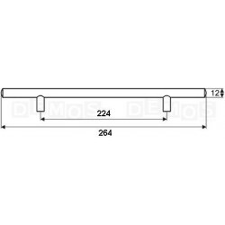 Poignée de meuble barre de traction 224/264 chrome mat + vis - Sans marque