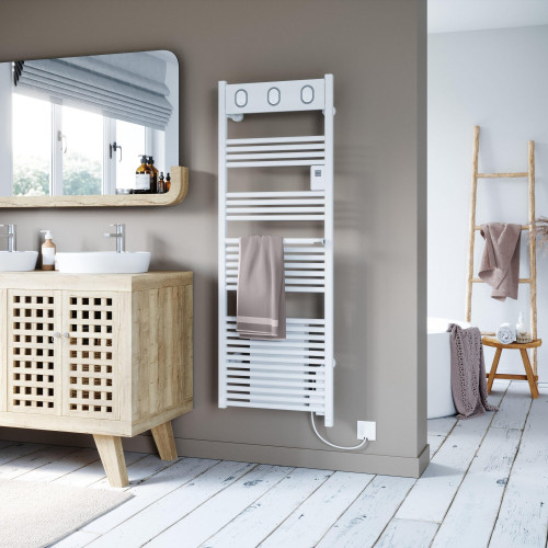 Sèche-serviettes électrique soufflant – MARAPI TACTILE BLANC - 1750 W – Vertical – Inertie fluide – Thermostat électronique – Éc - SAUTER