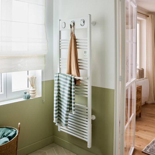 Sèche-serviettes électrique soufflant – MARAPI TACTILE BLANC - 1750 W – Vertical – Inertie fluide – Thermostat électronique – Éc - SAUTER