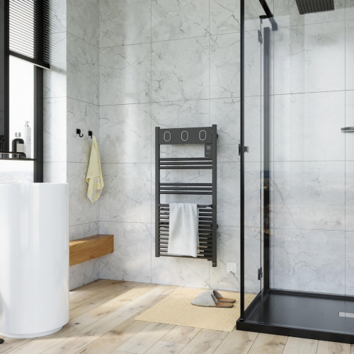 Sèche-serviettes électrique – MARAPI TACTILE ANTHRACITE - 500 W – Inertie fluide – Thermostat électronique – Format compact - SAUTER