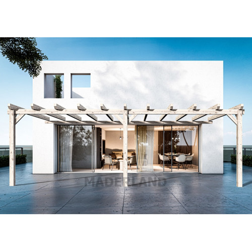 Pergola en bois adossée – modèle AVIGNON – 600 x 500 cm - Maderland