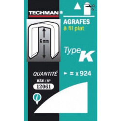 Agrafes 6 mm - type K de marque TECHMAN, référence: B1495000