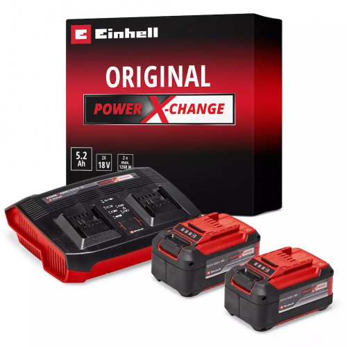 Kit batteries et chargeur PXC – 2 x 5,2 Ah – Twincharger 3 A – Plateforme 18 V / 36 V - EINHELL 