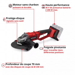 Meuleuse d’angle sans fil – TP-AG 36/230-22 Li BL-Solo – Ø 230 mm – Brushless – Power X-Change - EINHELL 