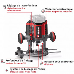 Défonceuse sans fil - TP-RO 18/55 Li BL-Solo - Brushless - Course 55 mm - Power X-Change - EINHELL
