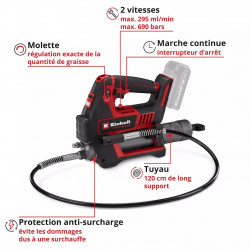 Pompe à graisse sans fil – TP-GR 18/690 Li-Solo – 690 bar – Power X-Change - EINHELL