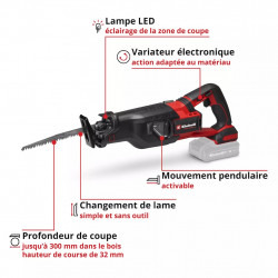 Scie sabre sans fil - TP-AP 18/32 Li BL-Solo - Course 32 mm - Brushless - Vitesse réglable - EINHELL 