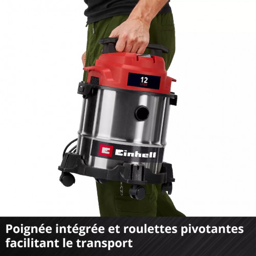 Aspirateur eaux et poussières – TC-VC 1240 S – Cuve inox 12 L – 950 W – 180 mbar - EINHELL 