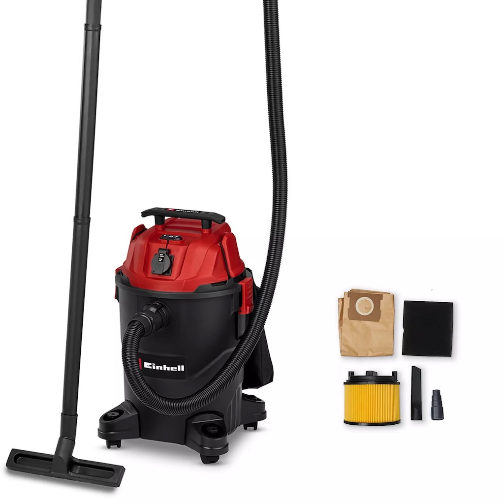 Einhell Aspirateur eaux et poussières TC VC capacité d’aspiration 180 mbar cuve de prise de courant asservie poignée avec sac et accessoires - vue 4