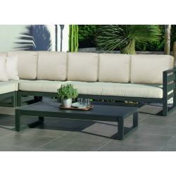 Salon de jardin sofa d’angle aluminium – COSMOS-29 RINCONERA LUX – Finition anthracite – Coussins Marfil beige – 4 à 8 places - HEVEA