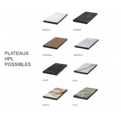 Salon à manger de jardin – VENETO HPL 220 PAOLA/6 – Plateau HPL imitation pierre – Assises coussin luxe – 6 places - HEVEA