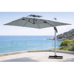 Parasol de jardin déporté LEIVISA LUX 400 – 400 × 300 cm – Structure aluminium – Toile polyester 250 g/m² de marque HEVEA, référence: J9465700