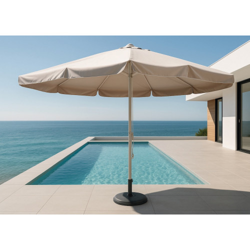 Parasol professionnel – SAMSON-80 Ø400 cm – Structure aluminium – Toile acrylique blanche - HEVEA