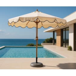 Parasol de jardin – BARBADOS-300 – Finition bois – Toile polyester beige 200 g/m² de marque HEVEA, référence: J9466200