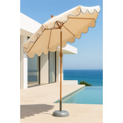 Parasol de jardin – BARBADOS-300 – Finition bois – Toile polyester beige 200 g/m² - HEVEA