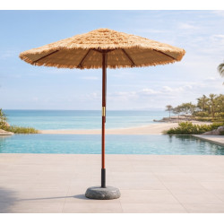 Parasol de jardin – DURBAN-270 – Bois tropical – Couverture rafia naturelle de marque HEVEA, référence: J9466300