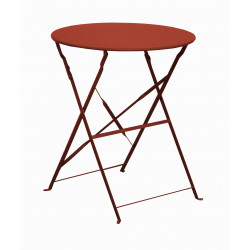 Guéridon pliant en acier – CUBA RD60 – Plateau rond Ø 60 cm – Hauteur 71 cm – Coloris terra - PROLOISIRS