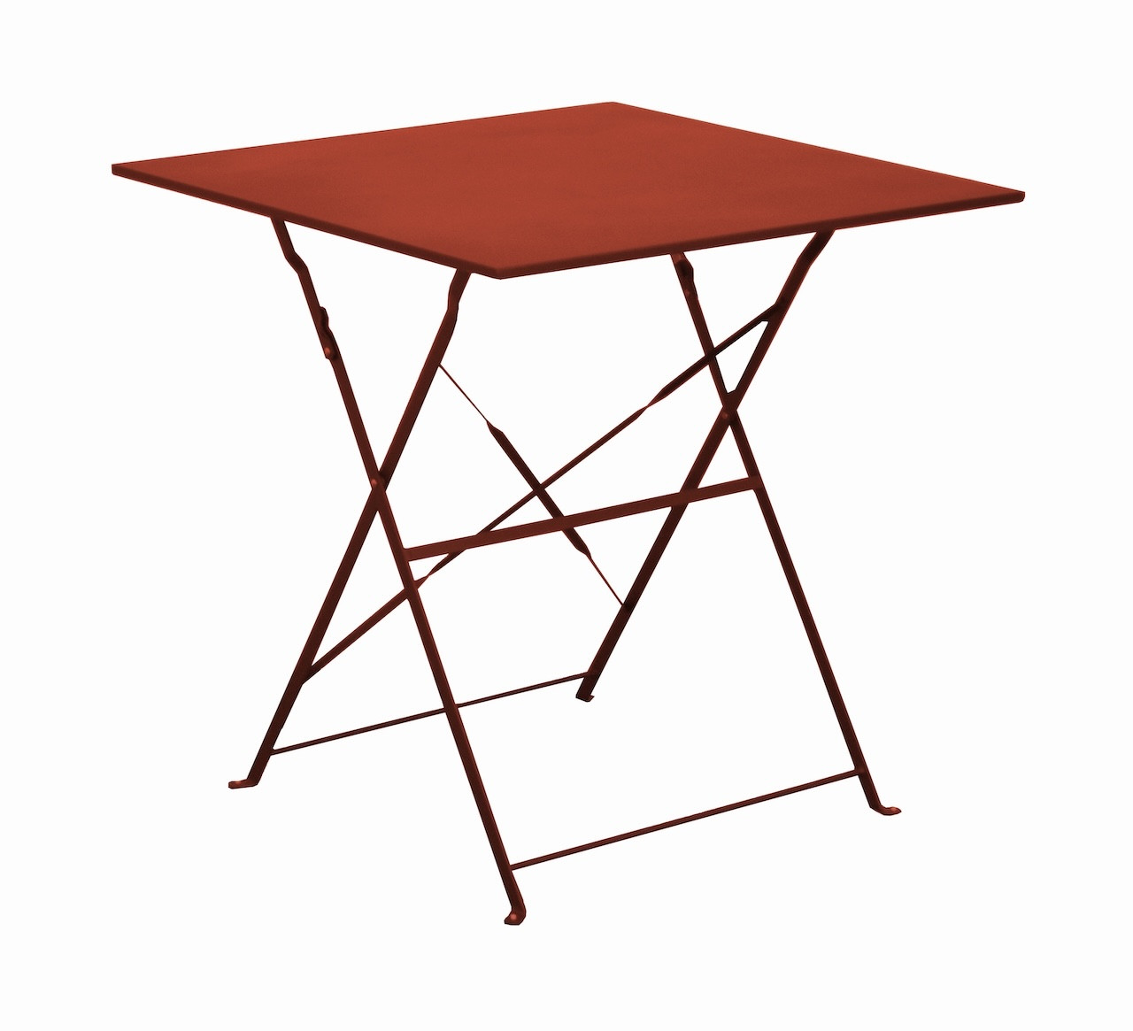 Guéridon pliant en acier CUBA 70x70 Plateau carré Hauteur 71 cm Coloris terra