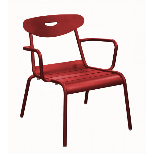 Fauteuil empilable en aluminium – SMILEY – Structure tube rond Ø 25 mm – Coloris rouge - PROLOISIRS